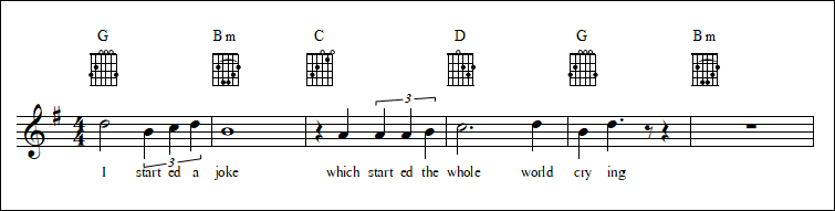 I started a joke - The Bee Gees - progression I III IV V I