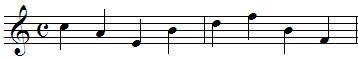 Exemple de notes sur une portée en clef de Sol