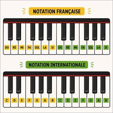 Notation française et internationale des notes de musique